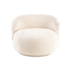 "Pietra" Curved Armchair Upholstered in Bouclé Fabric