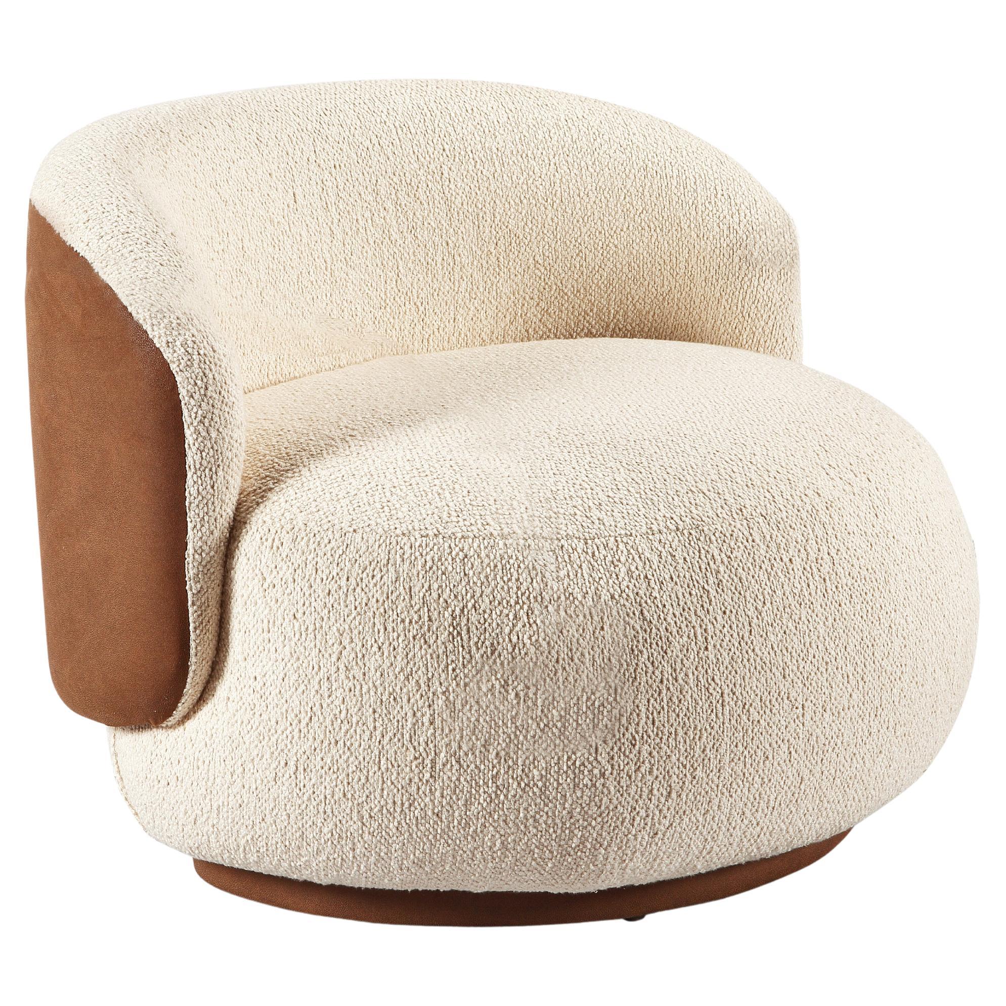 "Pietra" Organic Armchair Upholstered in Bouclé Fabric For Sale