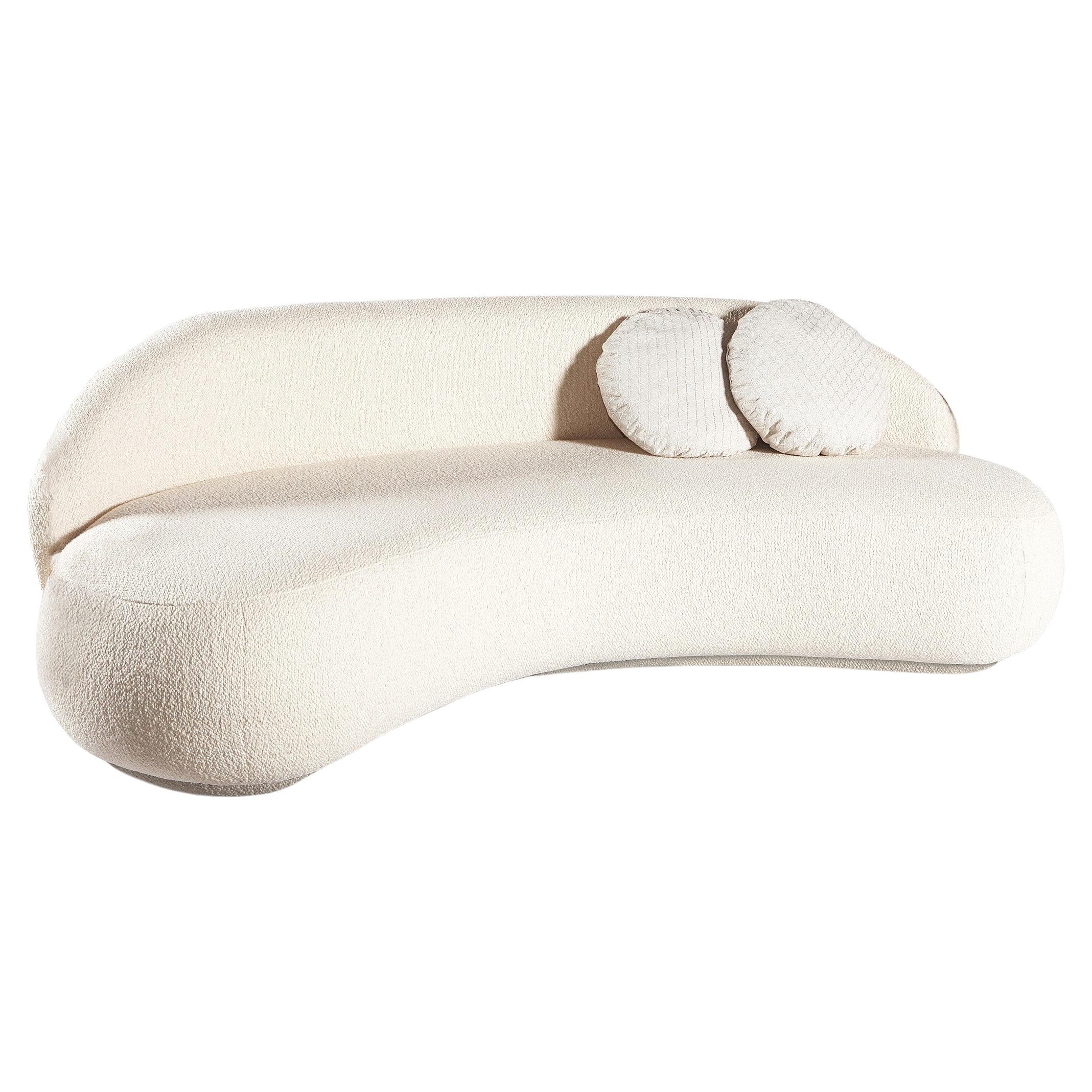 Gebogene Couch "Pietra", gepolstert mit Bouclé-Stoff 1,72 m im Angebot