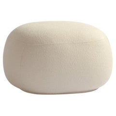"Pietra" Curved Small Ottoman Upholsterd in Bouclé Fabric