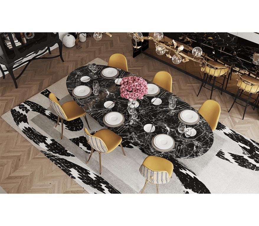 Modern Pietra Oval Dining Table in Black Nero Marquina Marble by Boca do Lobo For Sale