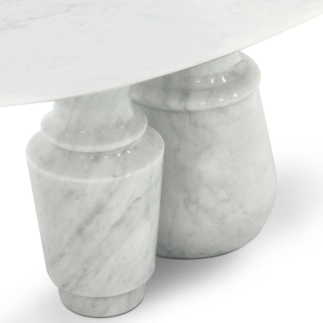 Modern Pietra Oval Dining Table in White Estremoz Marble by Boca do Lobo For Sale