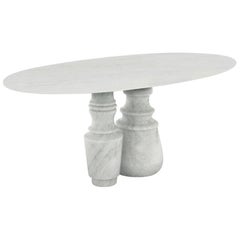 Pietra Oval Dining Table in White Calacatta Marble