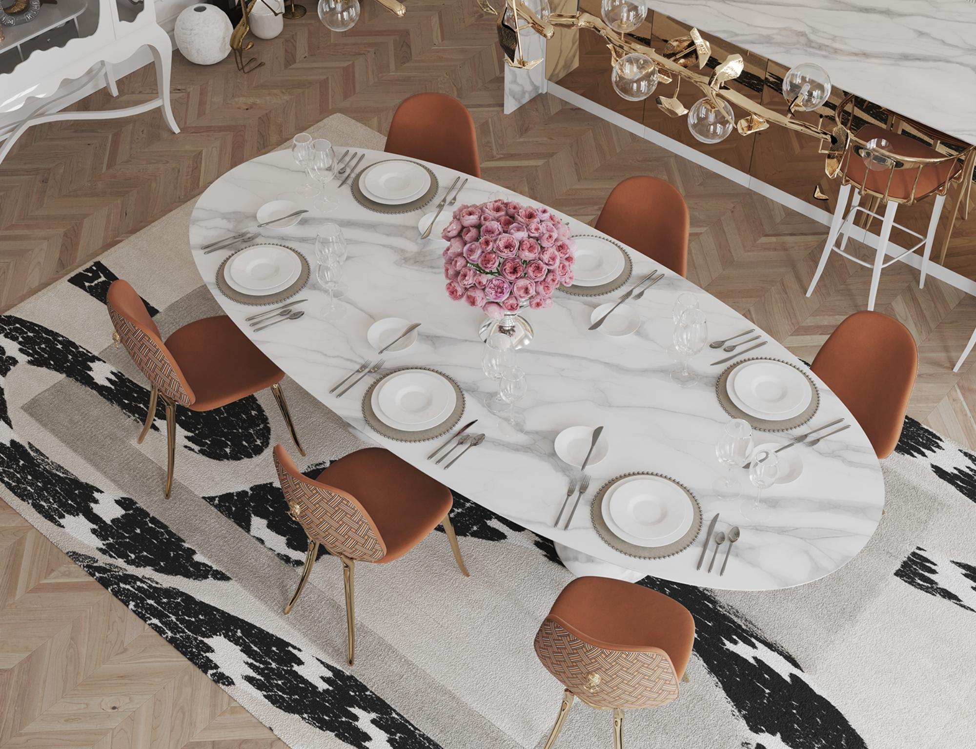 XXIe siècle et contemporain Table de salle à manger Estremoz XL Pietra ovale en marbre tourné fait à la main - Boca do Lobo en vente