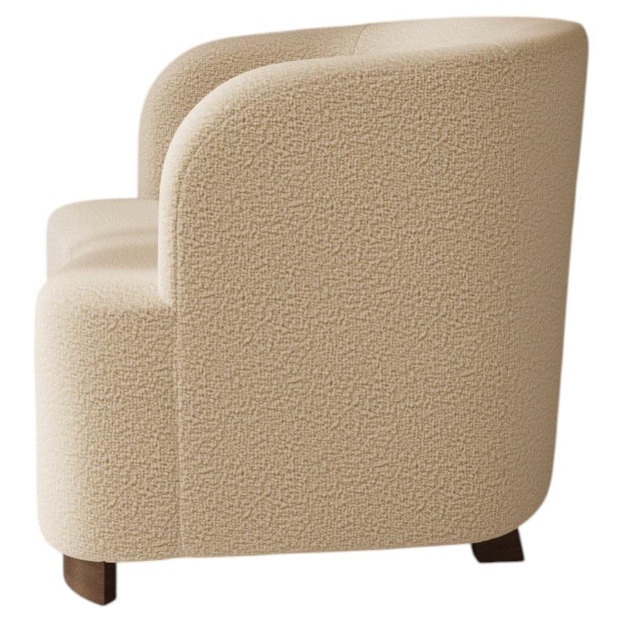 Minimal Accent ArmChair - Upholstered in Cream Bouclé and Wooden Legs