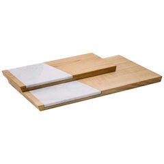 small marble tray Pietre di Monitillo Rondine Small Marble and Oak Tray