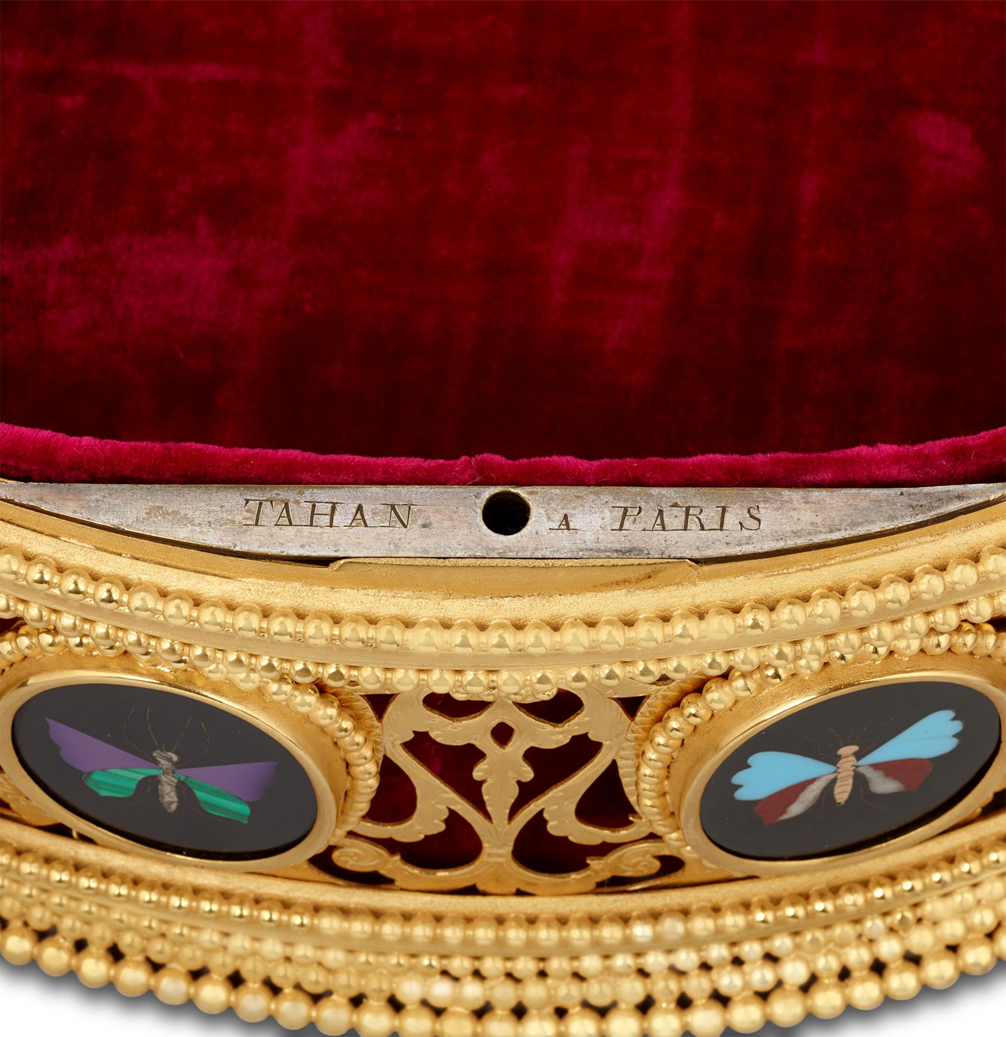French Pietre Dure And Doré Bronze Box By Tahan For Sale