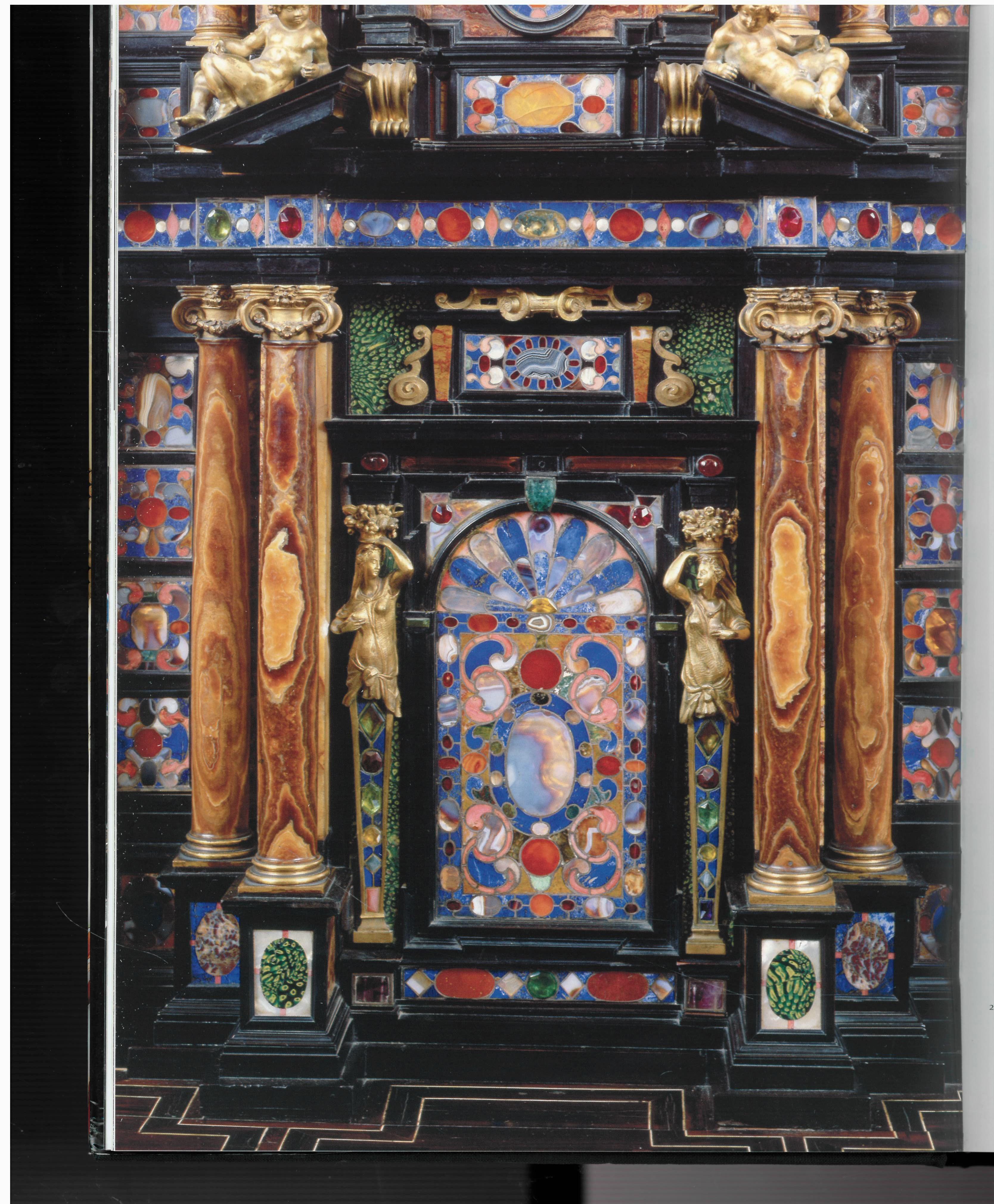 The art of decorative stone work - known as Pietre Dure, or polychrome hardstone inlay resurfaced in Rome in the sixteenth century with the flowering of the Italian Renaissance. Tabletops and pieces of furniture were covered in stones, inlaid into
