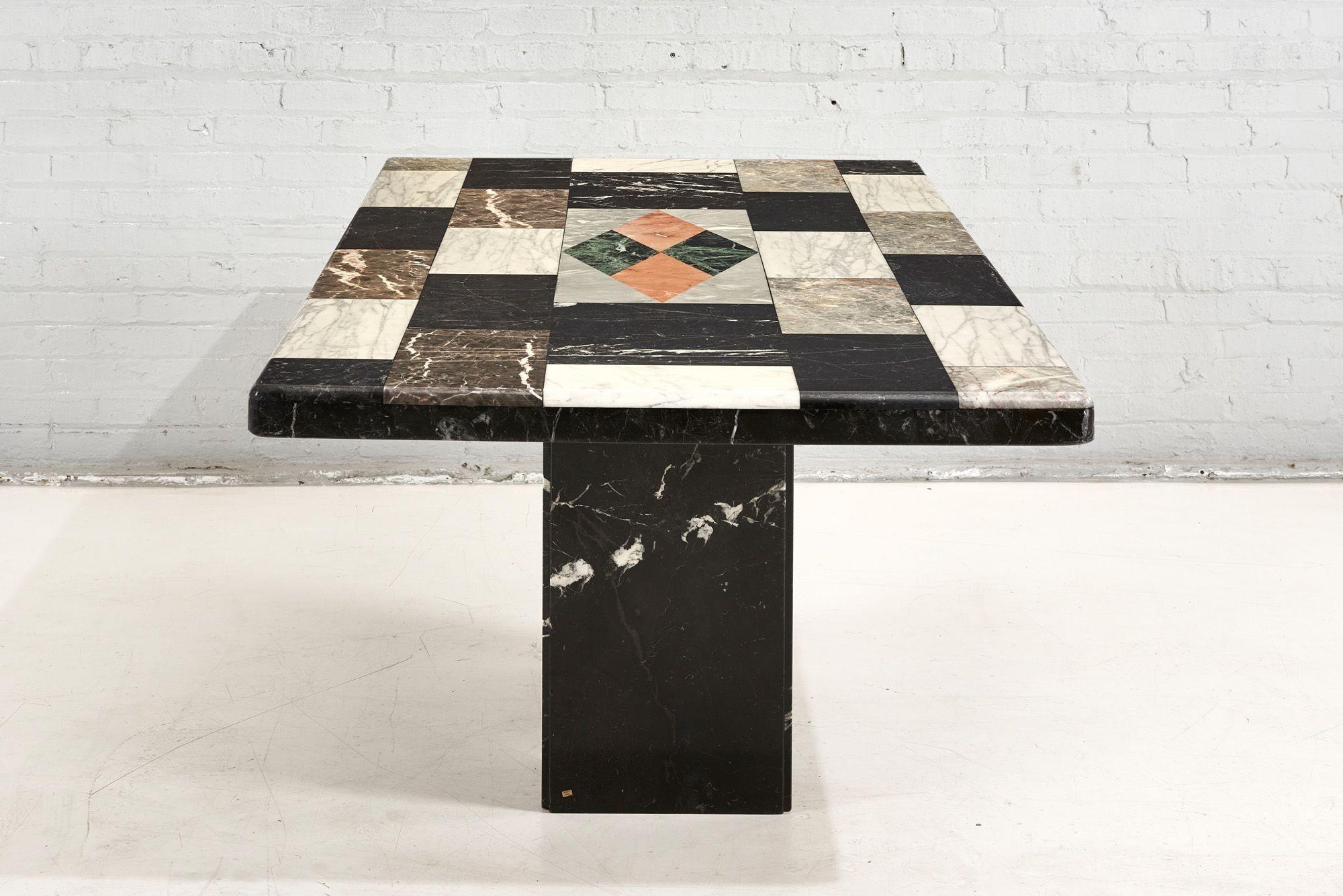 Pietre Dure Dining Table W/ Black Marble Base, Italy, 1960 2