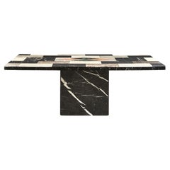 Used Pietre Dure Dining Table W/ Black Marble Base, Italy, 1960