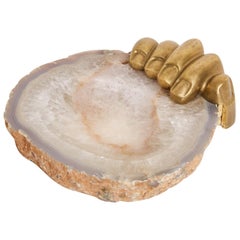 Pietrina Checcacci Agate Tray with Cast Bronze Hand