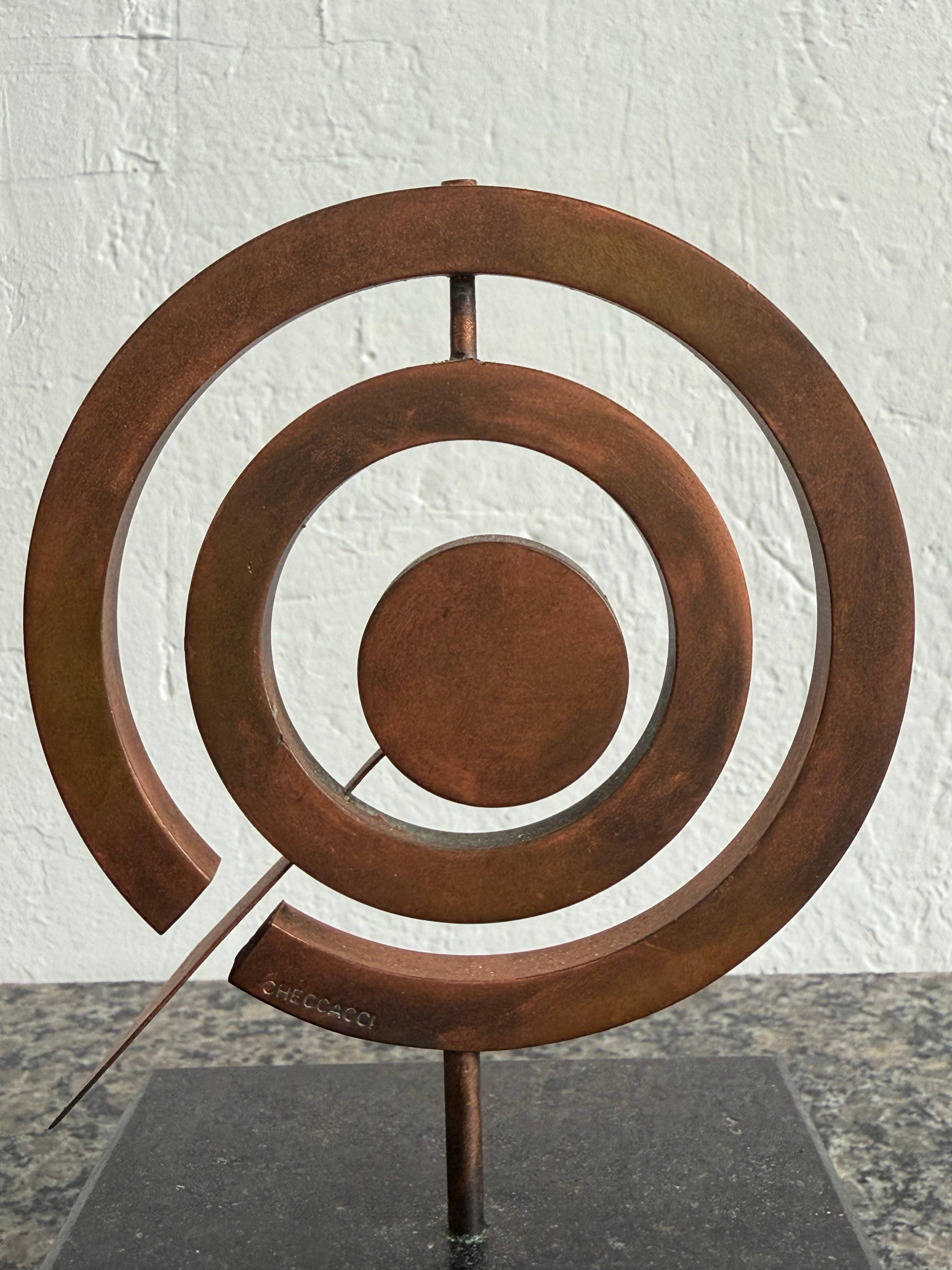 Pietrina Checcacci, brasilianische moderne kinetische Kupferskulptur auf Granitsockel, Pietrina im Angebot 2