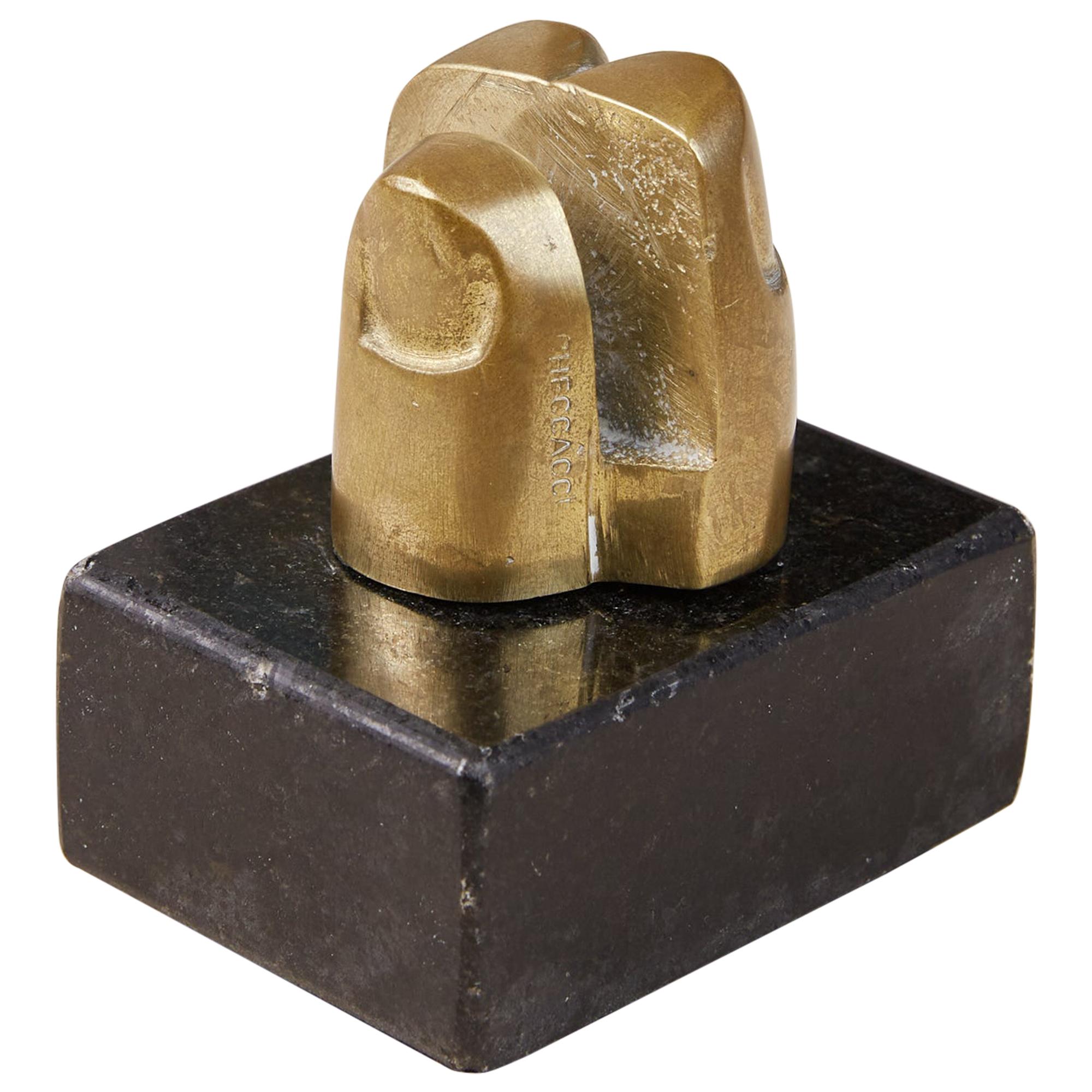 Pietrina Checcacci Cast Bronze Fingers Letter Holder with Granite Base For Sale