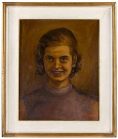 Portrait of Young Girl - Oil on Canvas by Pietro Alimonti - 1969