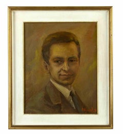 Antique Portrait - Oil Painting by Pietro Alimonti - 1969