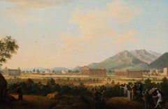 Una veduta di Paesteum con i Grandi Turisti in primo piano