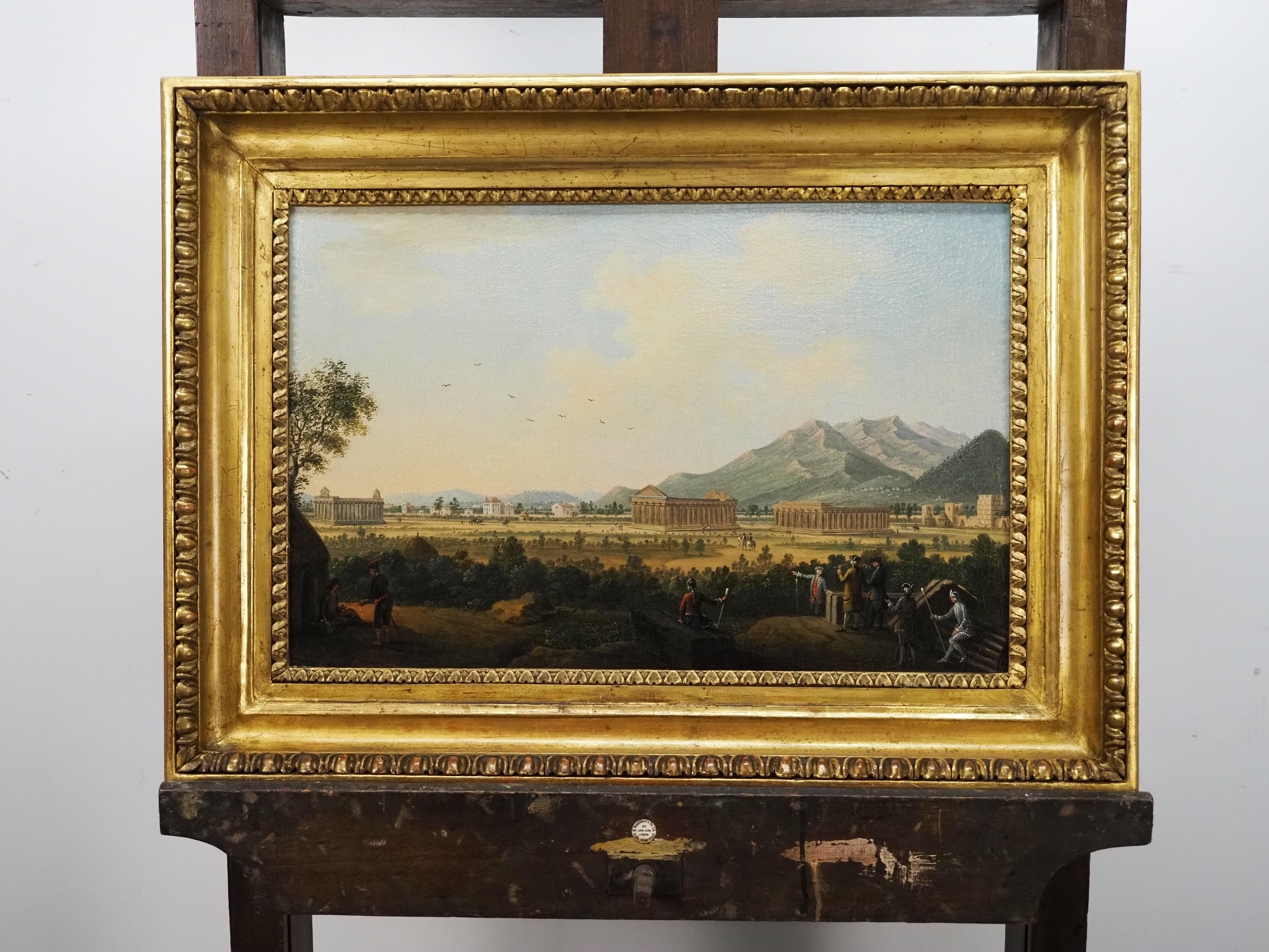 Una vista de Paesteum con los Grandes Turistas en primer plano - Painting Antiguos maestros de Pietro Antoniani