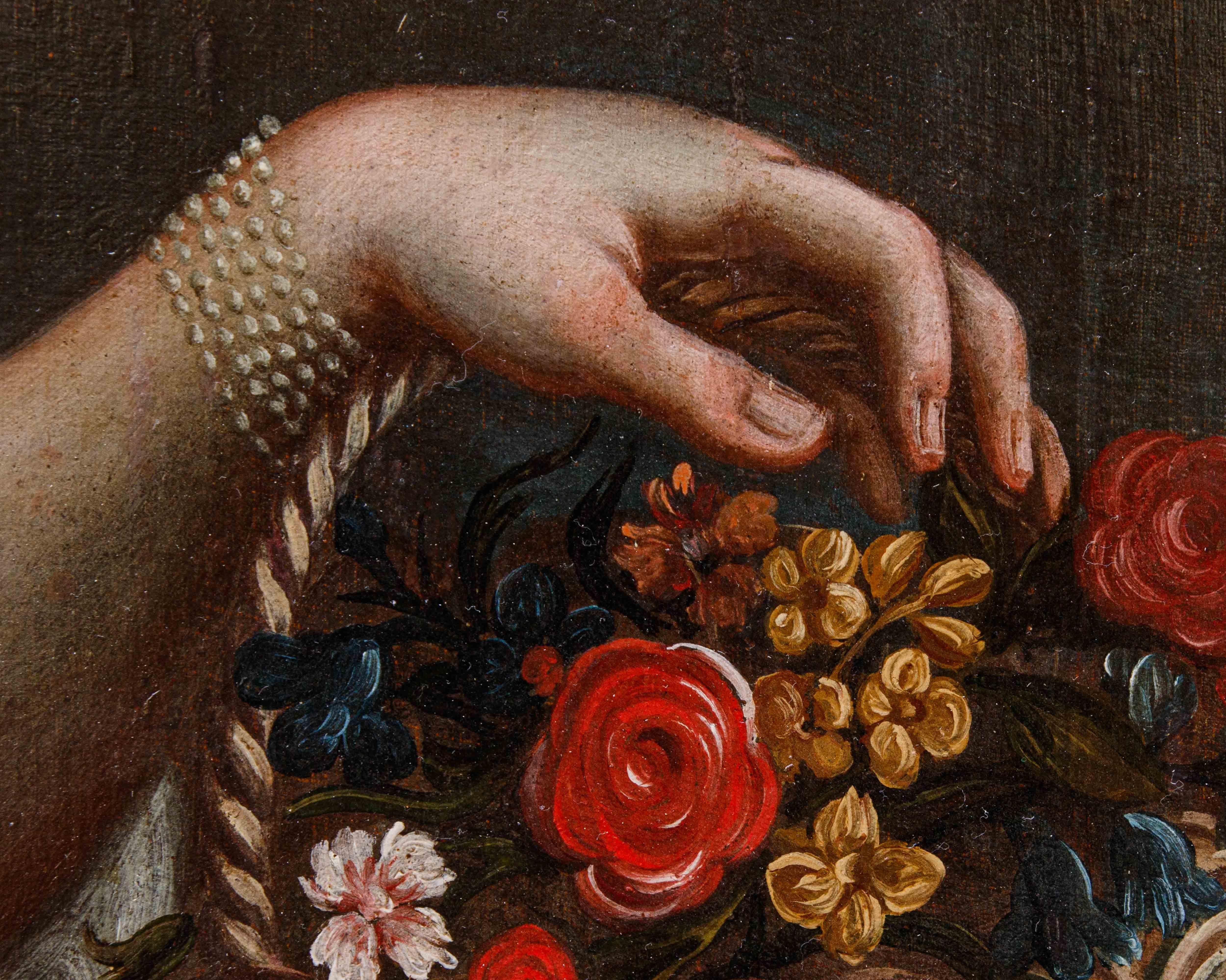 cerchia di Pietro Antonio Rotari, ragazza con cestino di fiori For Sale 9