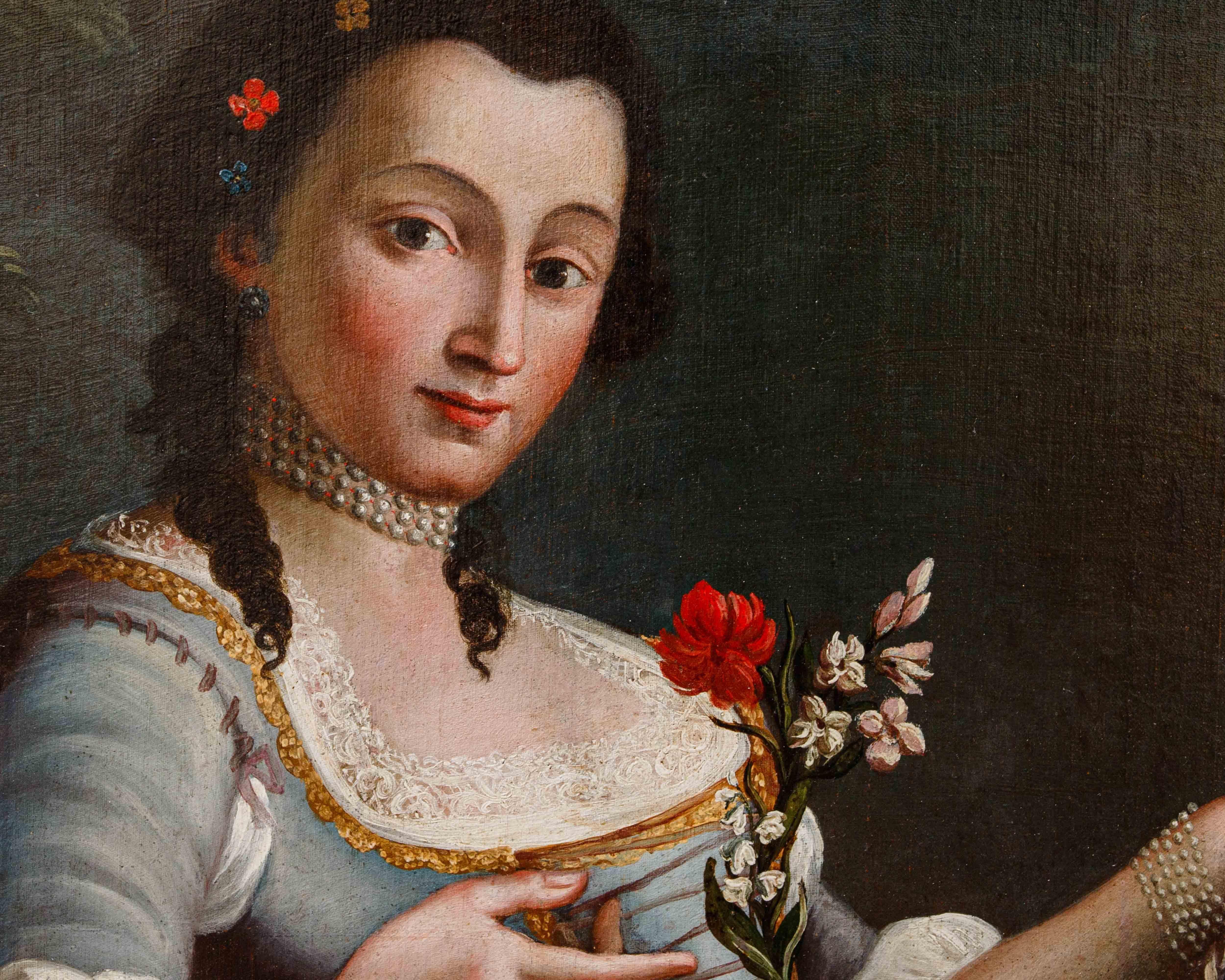 cerchia di Pietro Antonio Rotari, ragazza con cestino di fiori For Sale 3