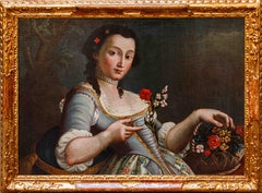 cerchia di Pietro Antonio Rotari, ragazza con cestino di fiori