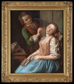 Pair of pastels on paper, Sleeping girl and Crying girl