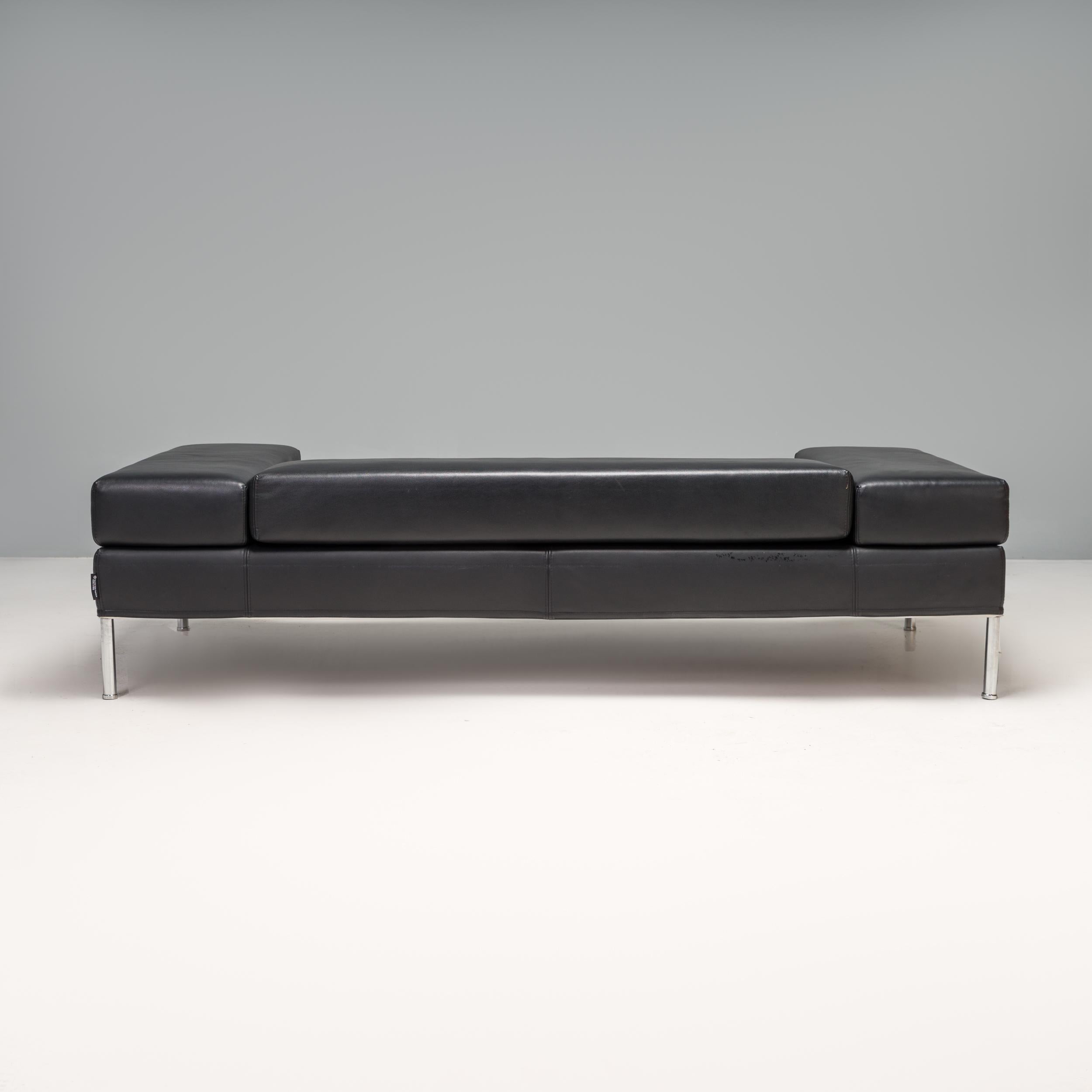 Italian Pietro Arosio for Tacchini Black Leather Happy Hour Sofa