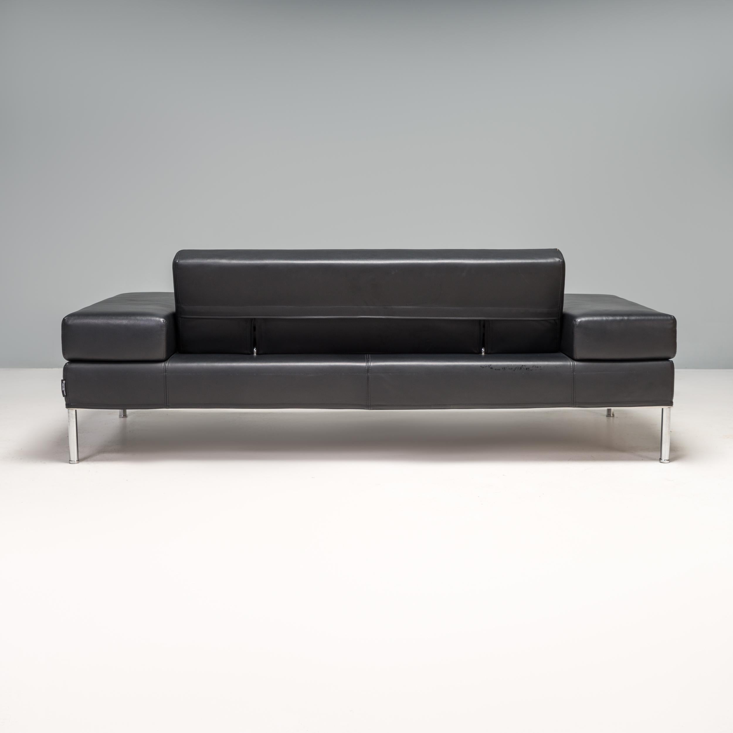 Pietro Arosio for Tacchini Black Leather Happy Hour Sofa In Good Condition In Basildon, London