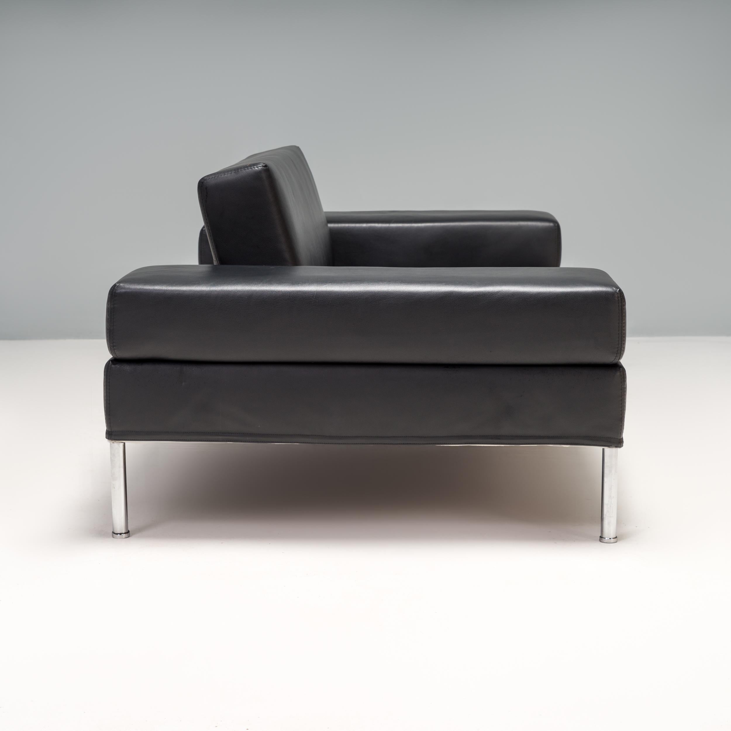 Contemporary Pietro Arosio for Tacchini Black Leather Happy Hour Sofa