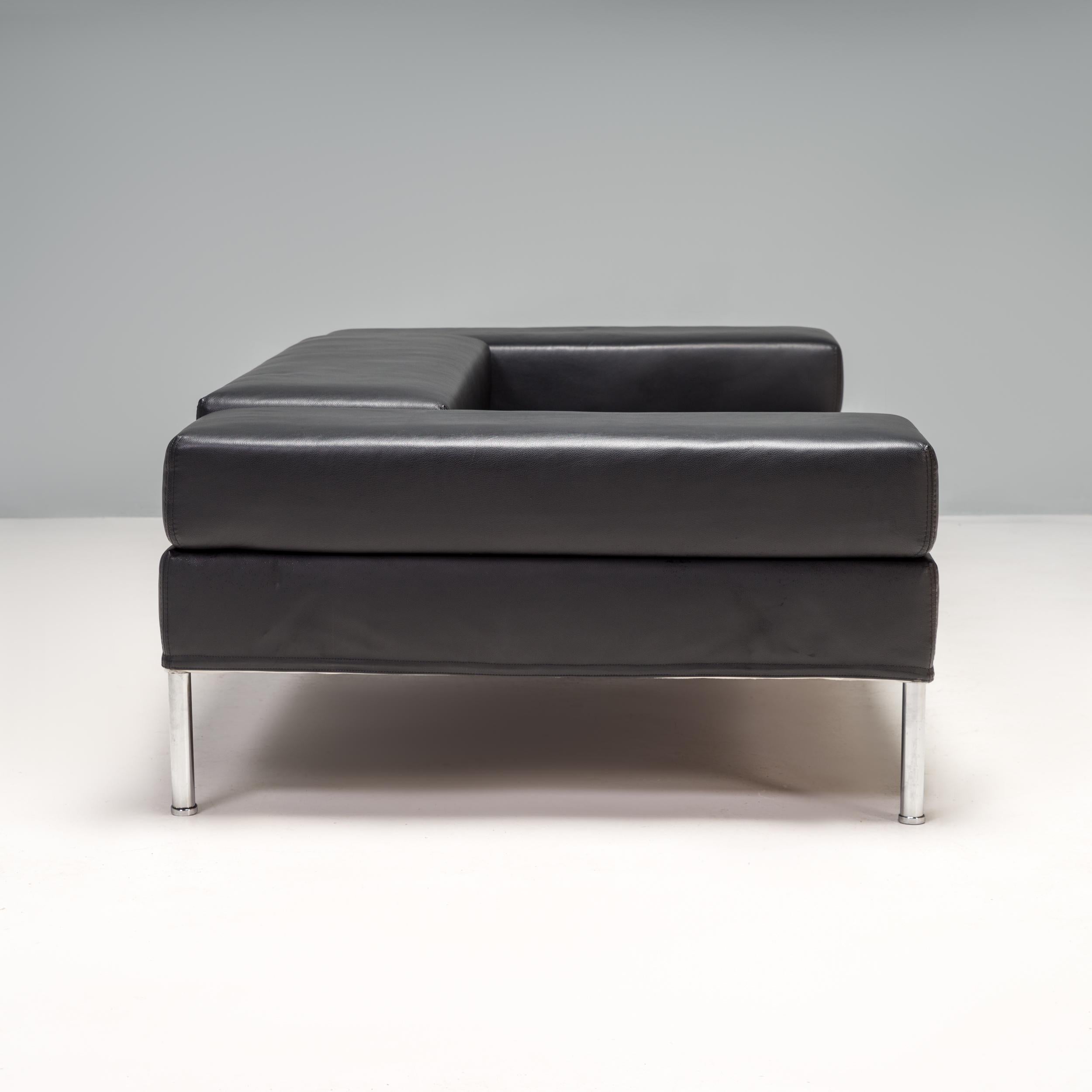 Pietro Arosio for Tacchini Black Leather Happy Hour Sofa 1