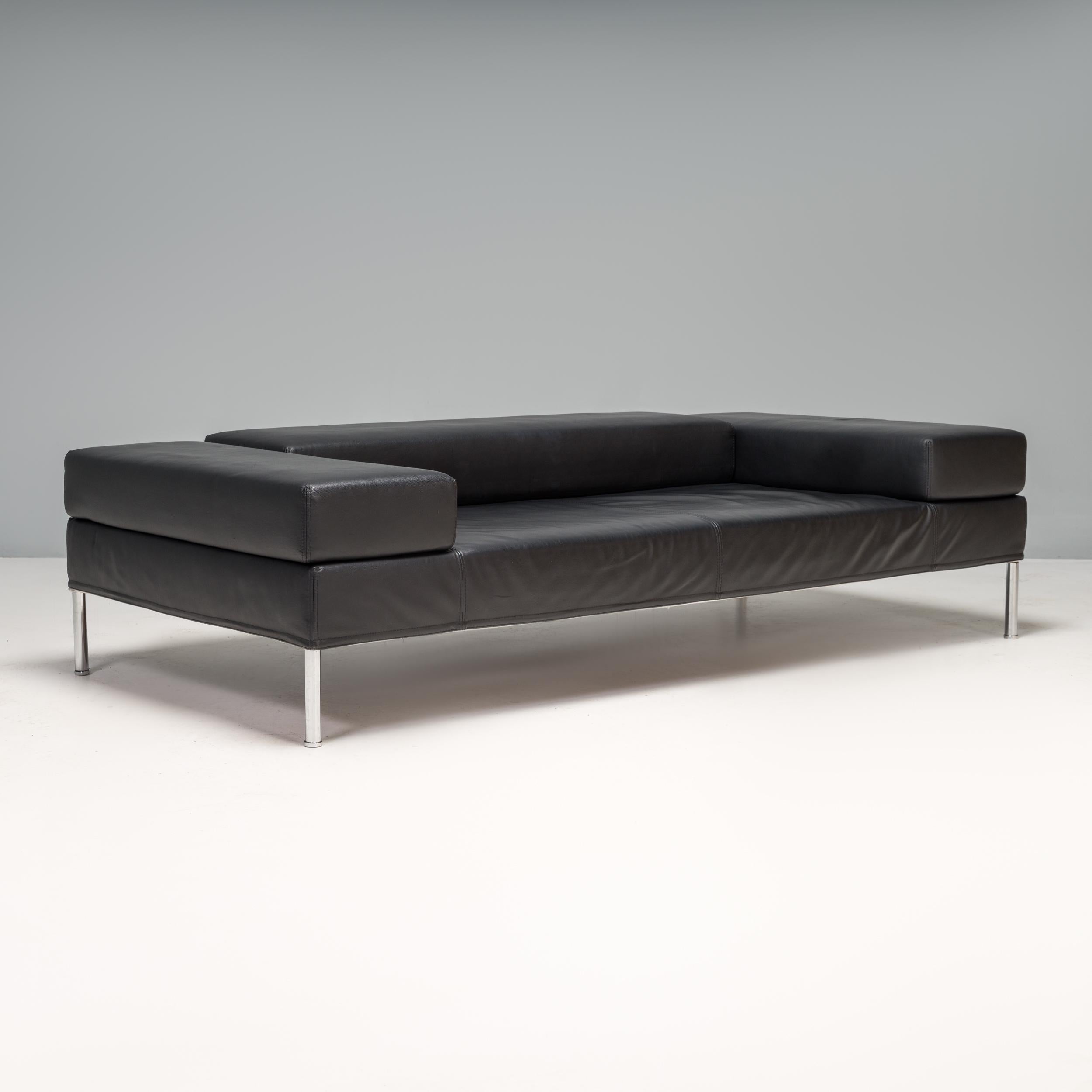 Pietro Arosio for Tacchini Black Leather Happy Hour Sofa 2