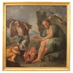 Pietro Bardellino 18th Century Oil on Canvas Italian Painting Winter Allegory