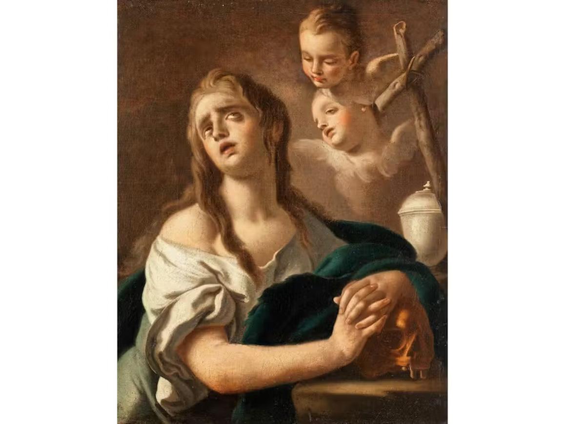 Gemälde Öl auf Leinwand, 18. Jahrhundert, Pietro Bardellino Mary Magdalene, Gemälde im Angebot 3