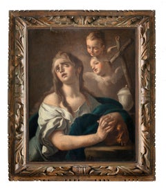 18th Century by Pietro Bardellino Mary Magdalene Painting Oil on Canvas