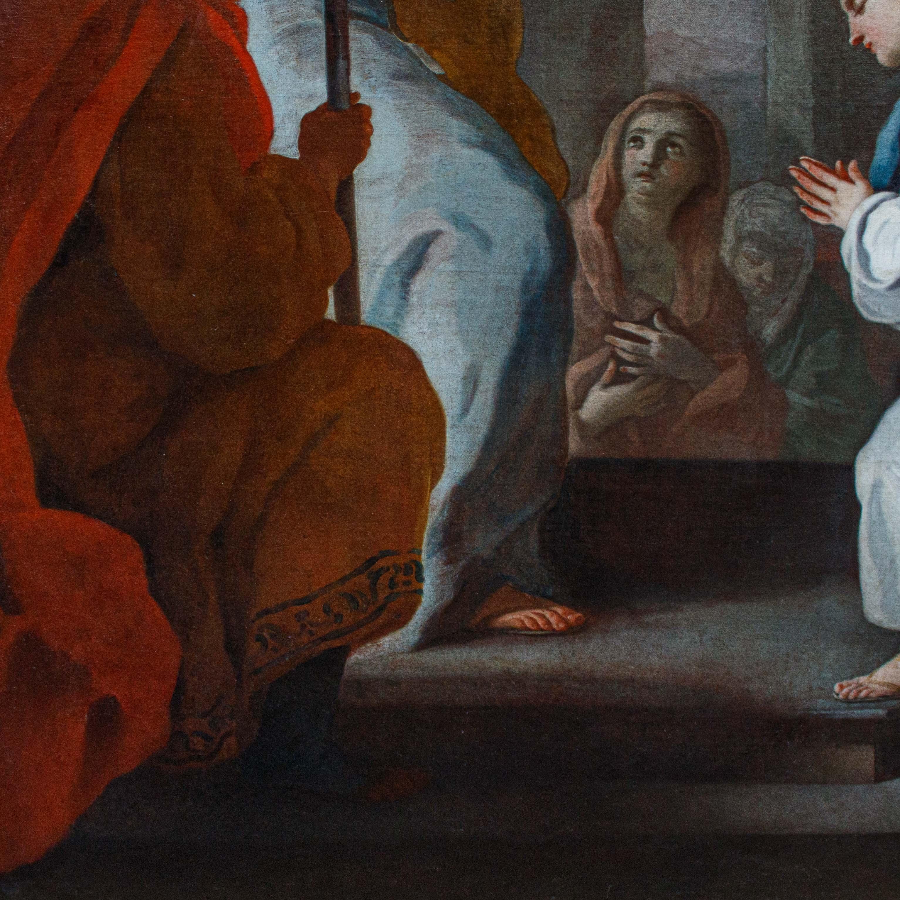 Presentation of Mary in the Temple Oil on canvas Scope of Pietro Bardellino For Sale 6