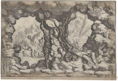 Antique  The Giants Struck by Debris  - Etching By Pietro Bartoli - 17th