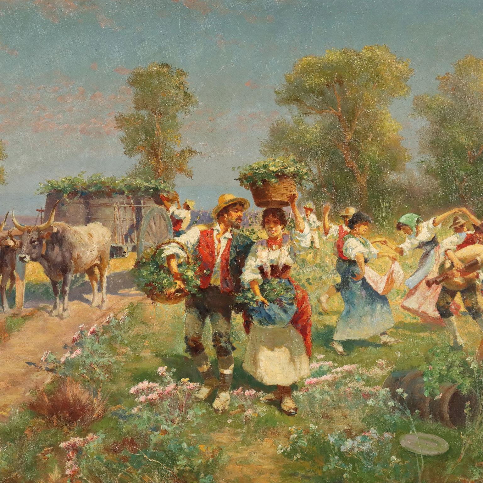 Painting by Pietro Barucci Country Scene with Figures 19th century For Sale 2