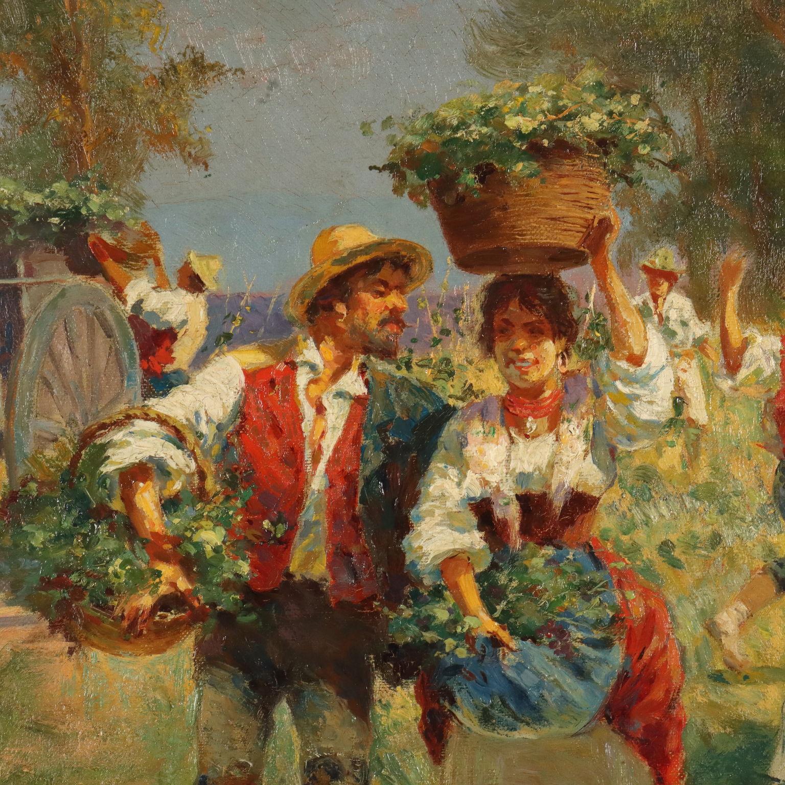 Painting by Pietro Barucci Country Scene with Figures 19th century For Sale 3