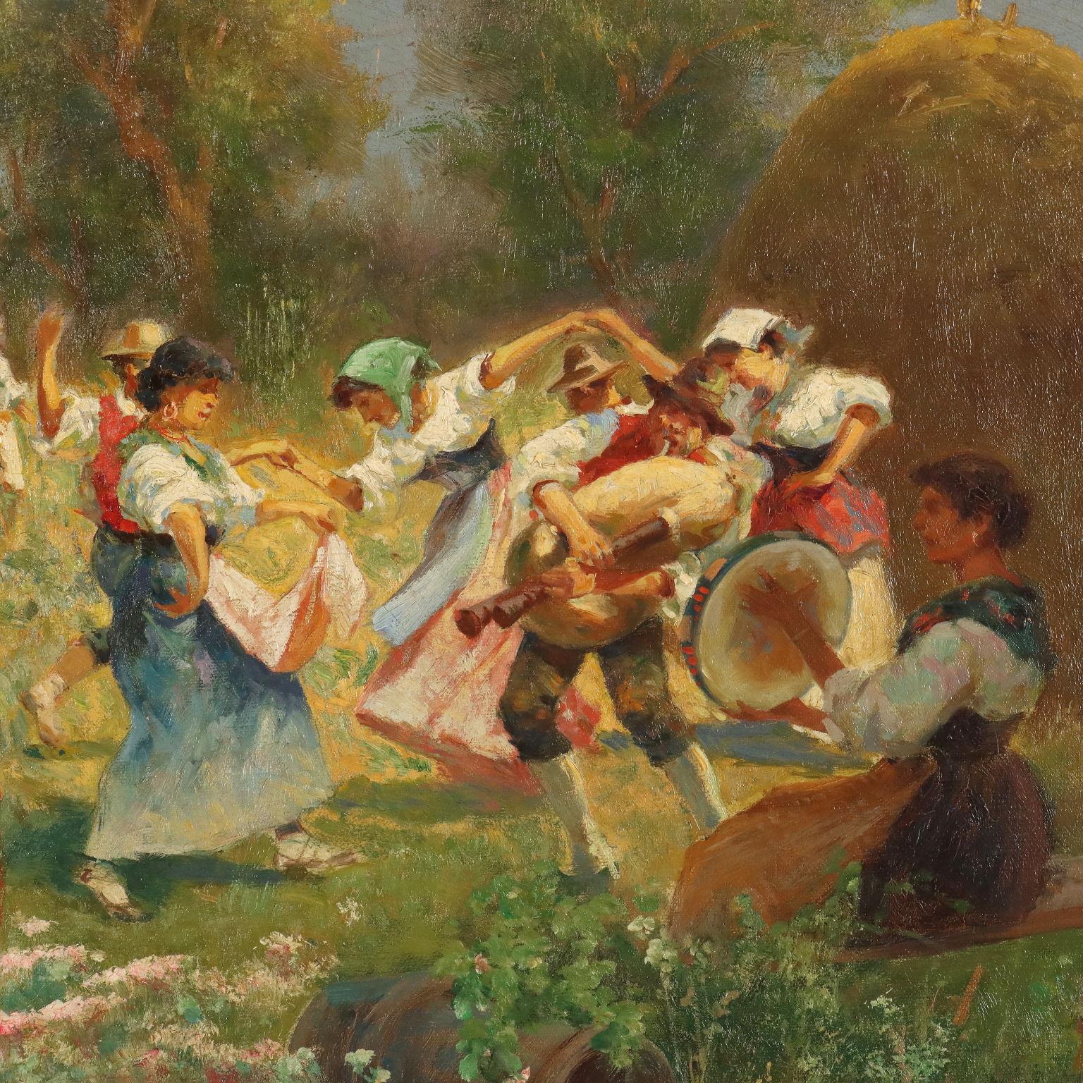 Painting by Pietro Barucci Country Scene with Figures 19th century For Sale 4