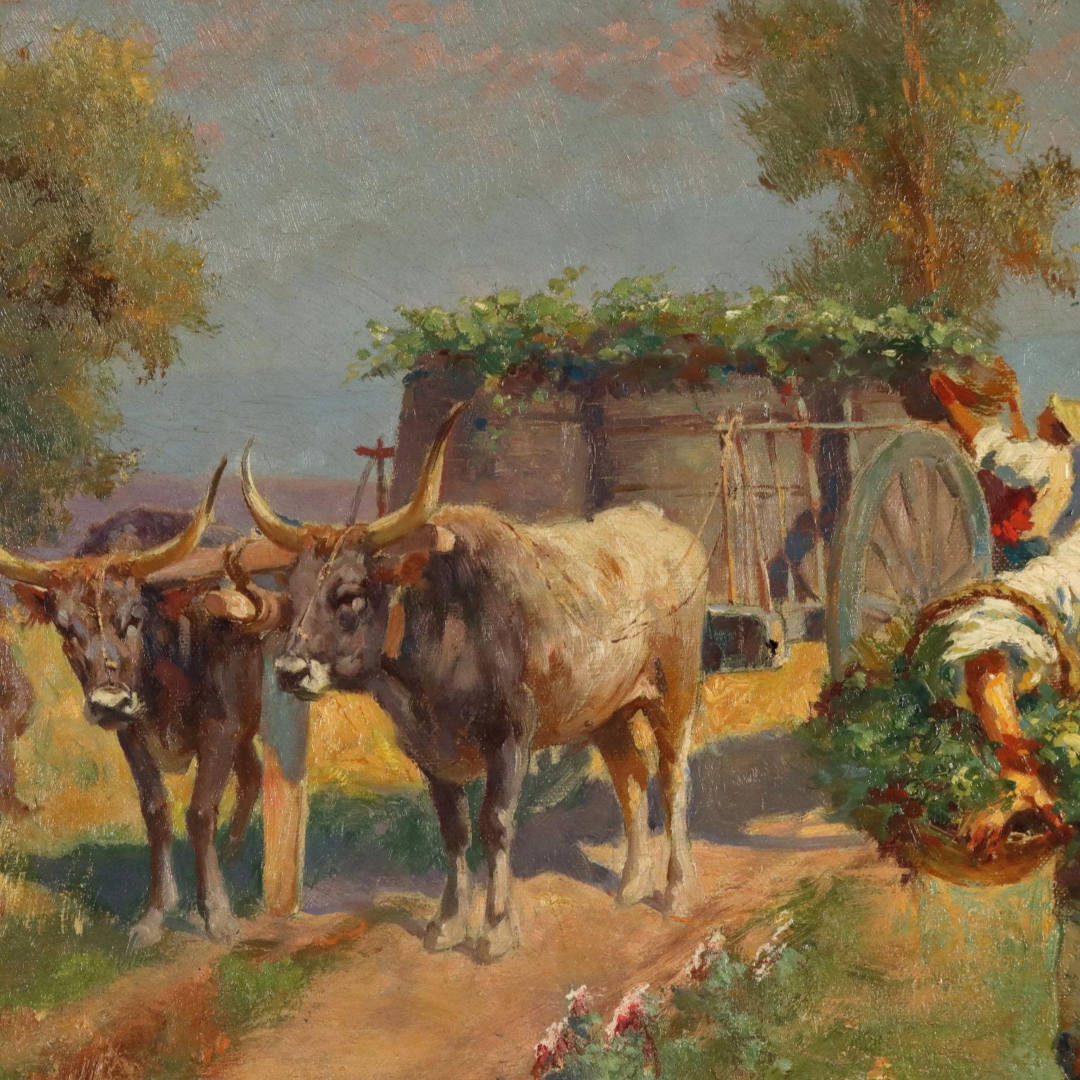 Painting by Pietro Barucci Country Scene with Figures 19th century For Sale 5