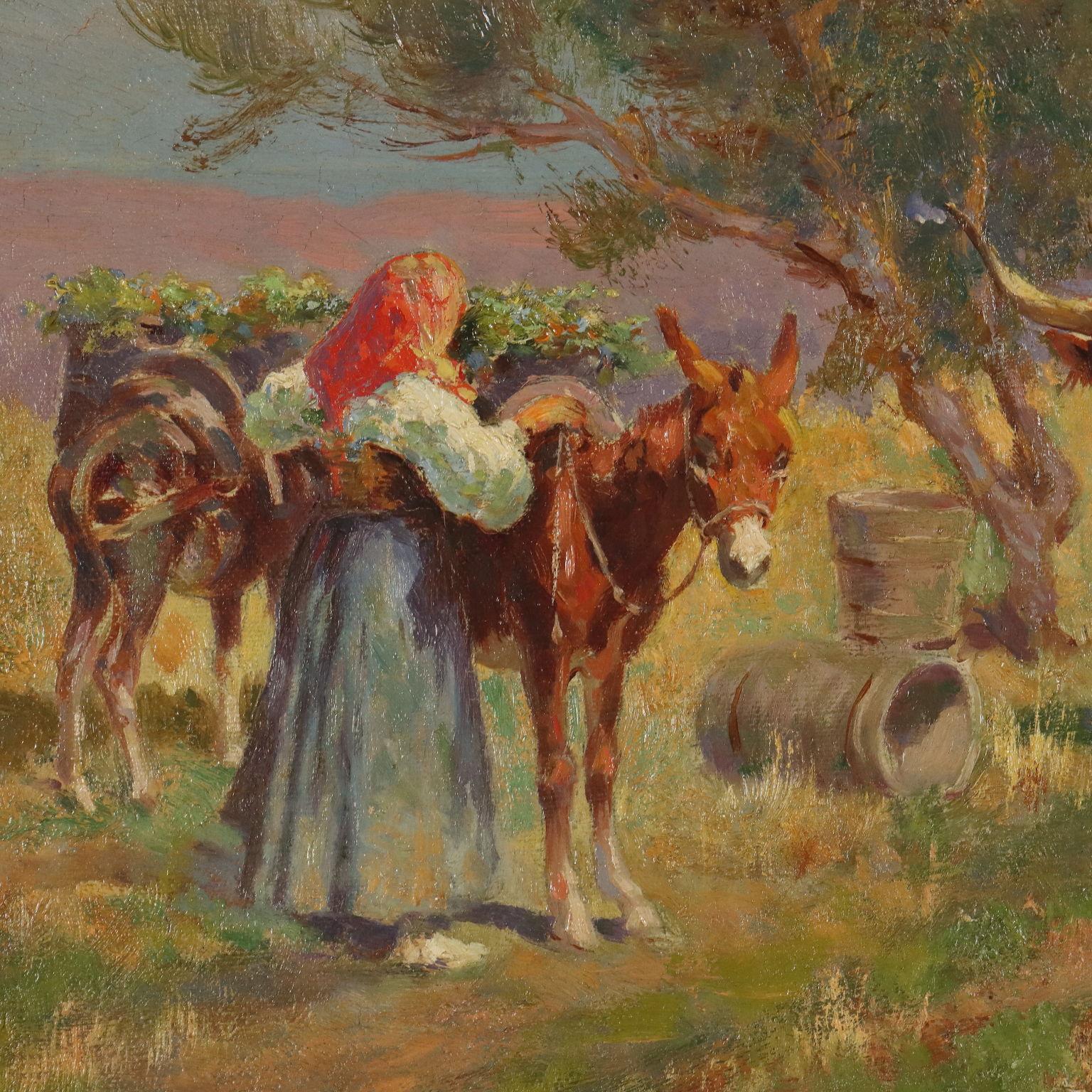 Painting by Pietro Barucci Country Scene with Figures 19th century For Sale 6