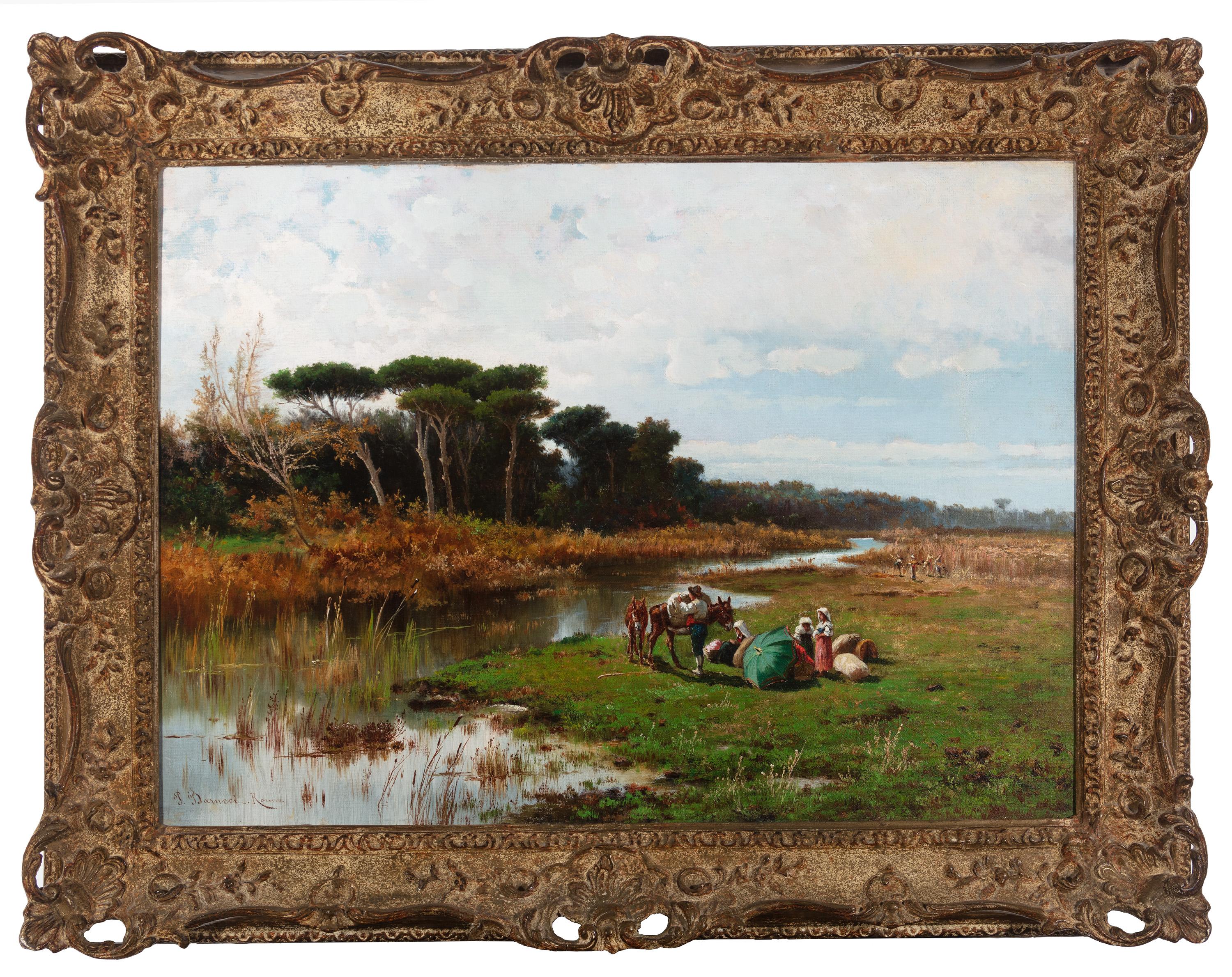 Pietro Barucci Landscape Painting - "Italian Landscape, " Oil on Canvas Landscape, Signed 