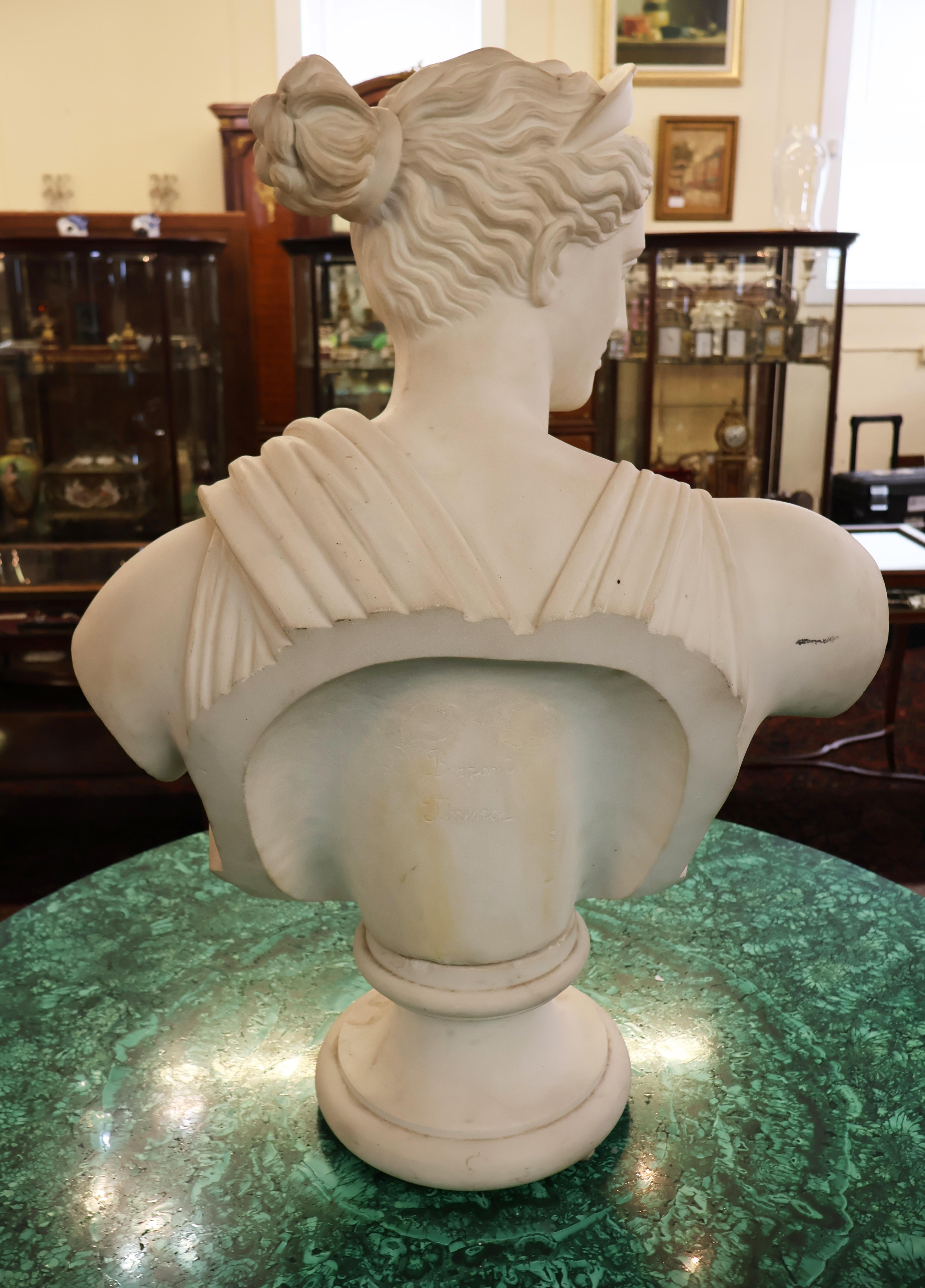 Buste de femme romaine italienne Pietro Bazzanti du 19ème siècle en marbre de Carrare en vente 6