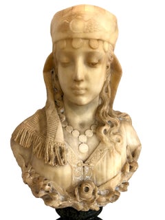 Busto in alabastro italiano del XIX secolo, probabilmente della "Cantica di Salomone" Shulamite