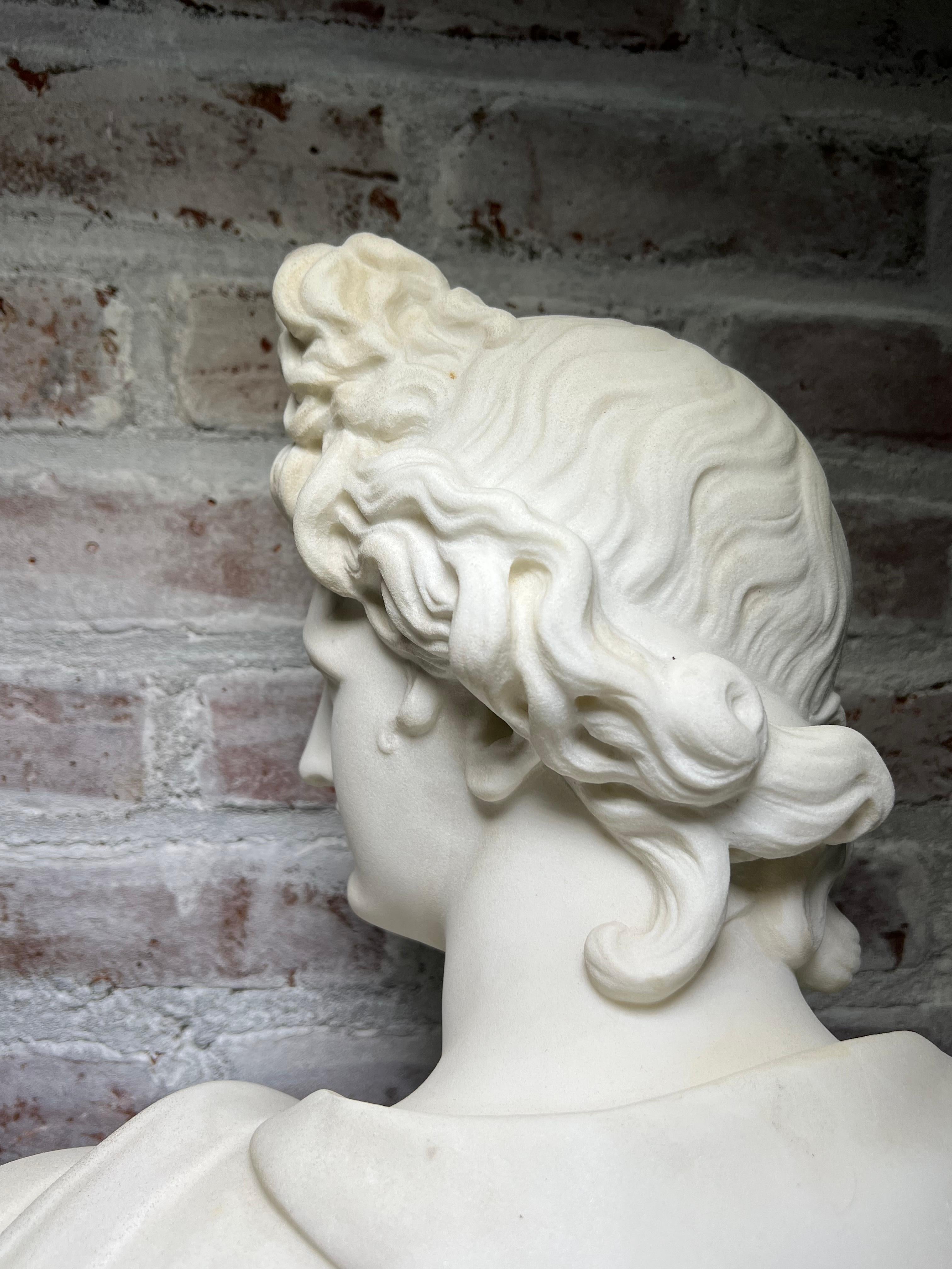 Grand Buste en marbre ancien du XIXe siècle représentant Apollo au Belvedere en vente 5
