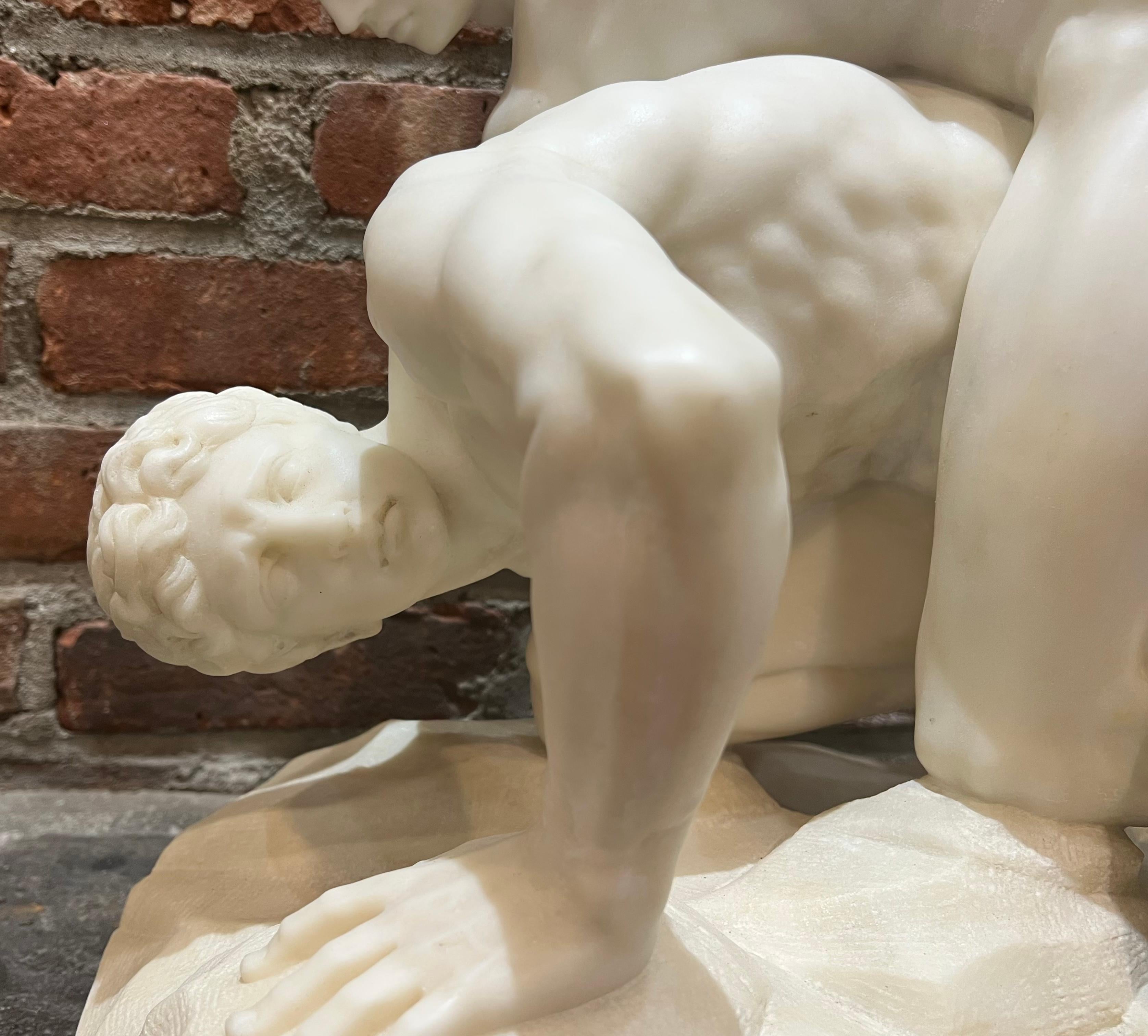 LARGE After the Antique SIGNED Grand Tour Marble WRESTLERS Sculpture MALE NUDE 5