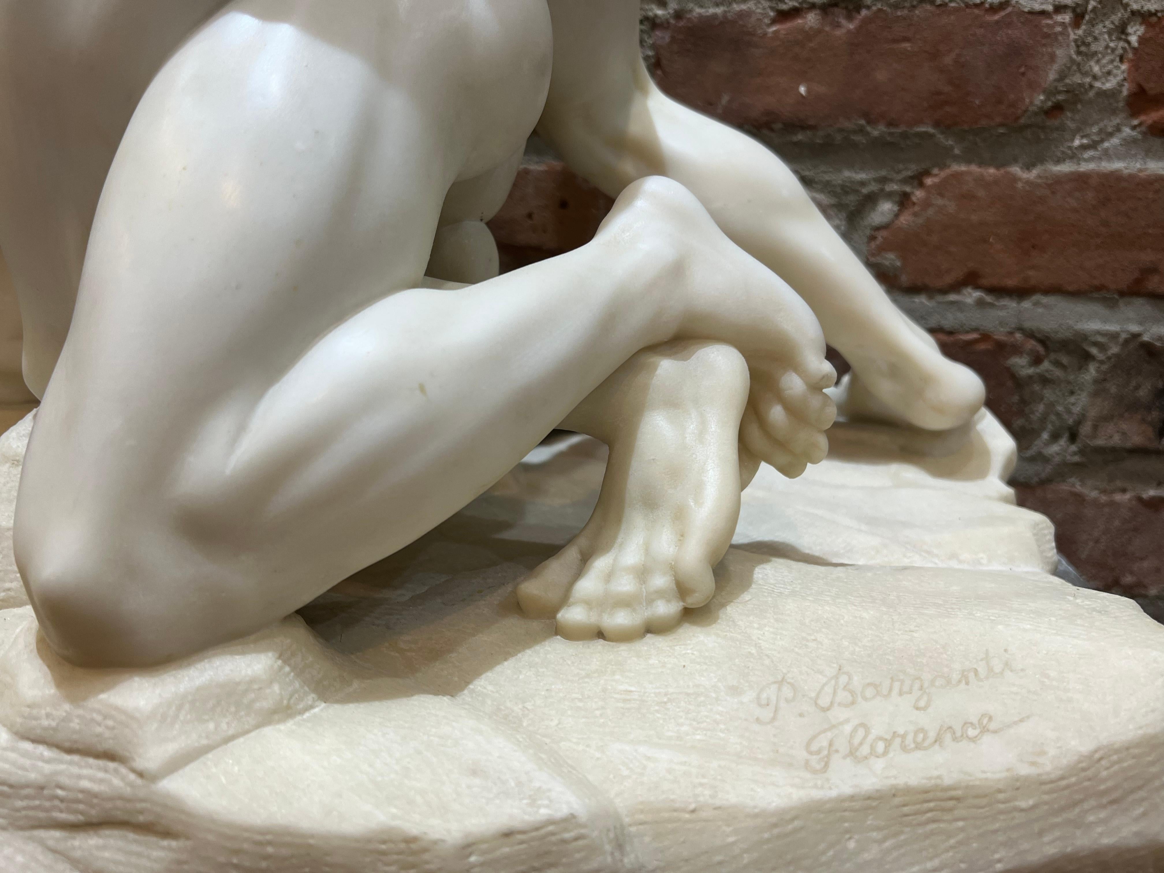 LARGE After the Antique SIGNED Grand Tour Marble WRESTLERS Sculpture MALE NUDE 7
