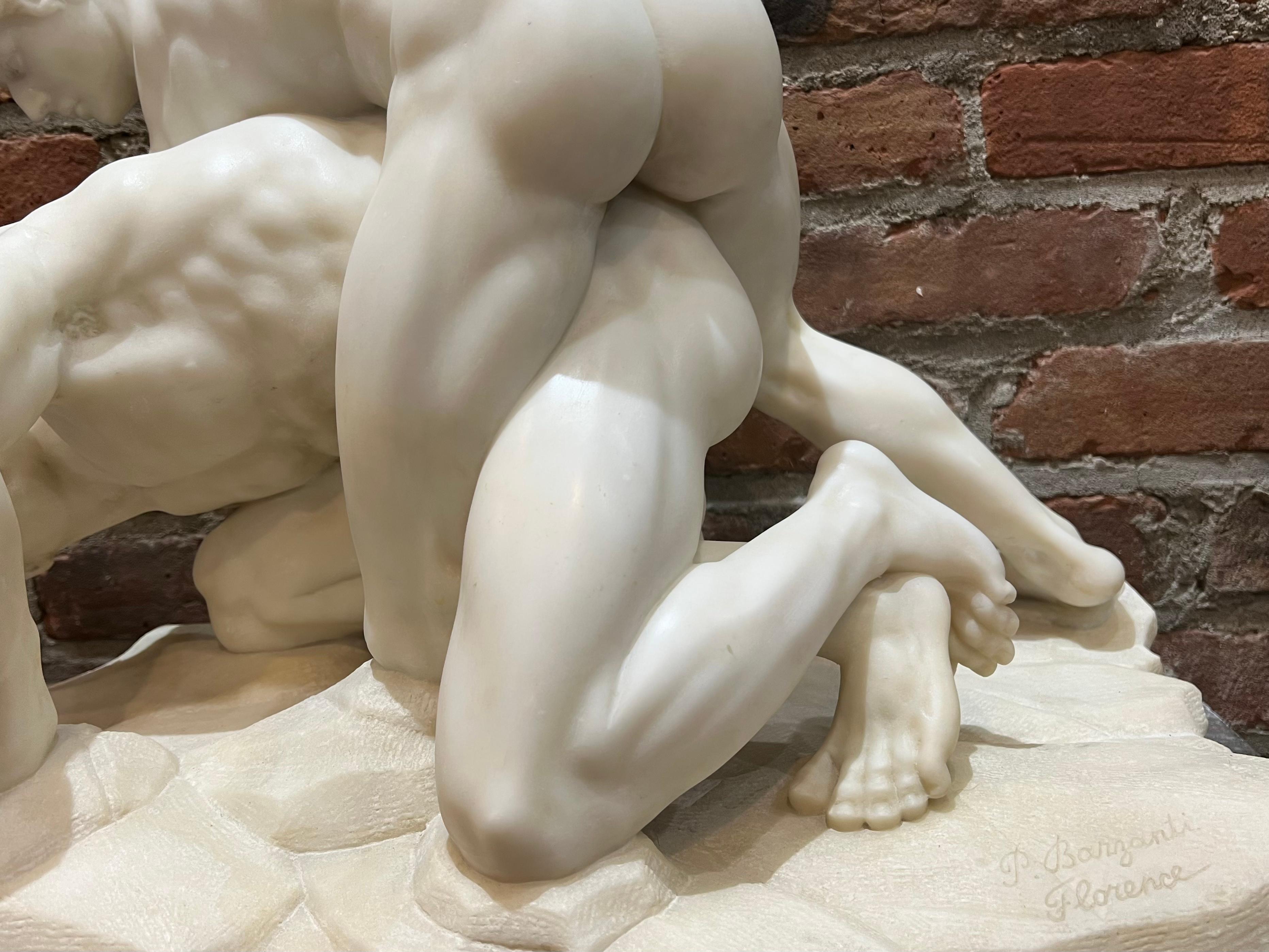 LARGE After the Antique SIGNED Grand Tour Marble WRESTLERS Sculpture MALE NUDE 3