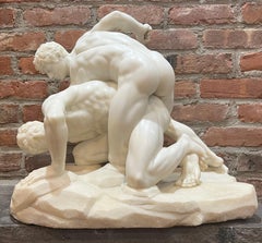 LARGE After the Antique SIGNED Grand Tour Marmor-Skulptur MALE NUDE