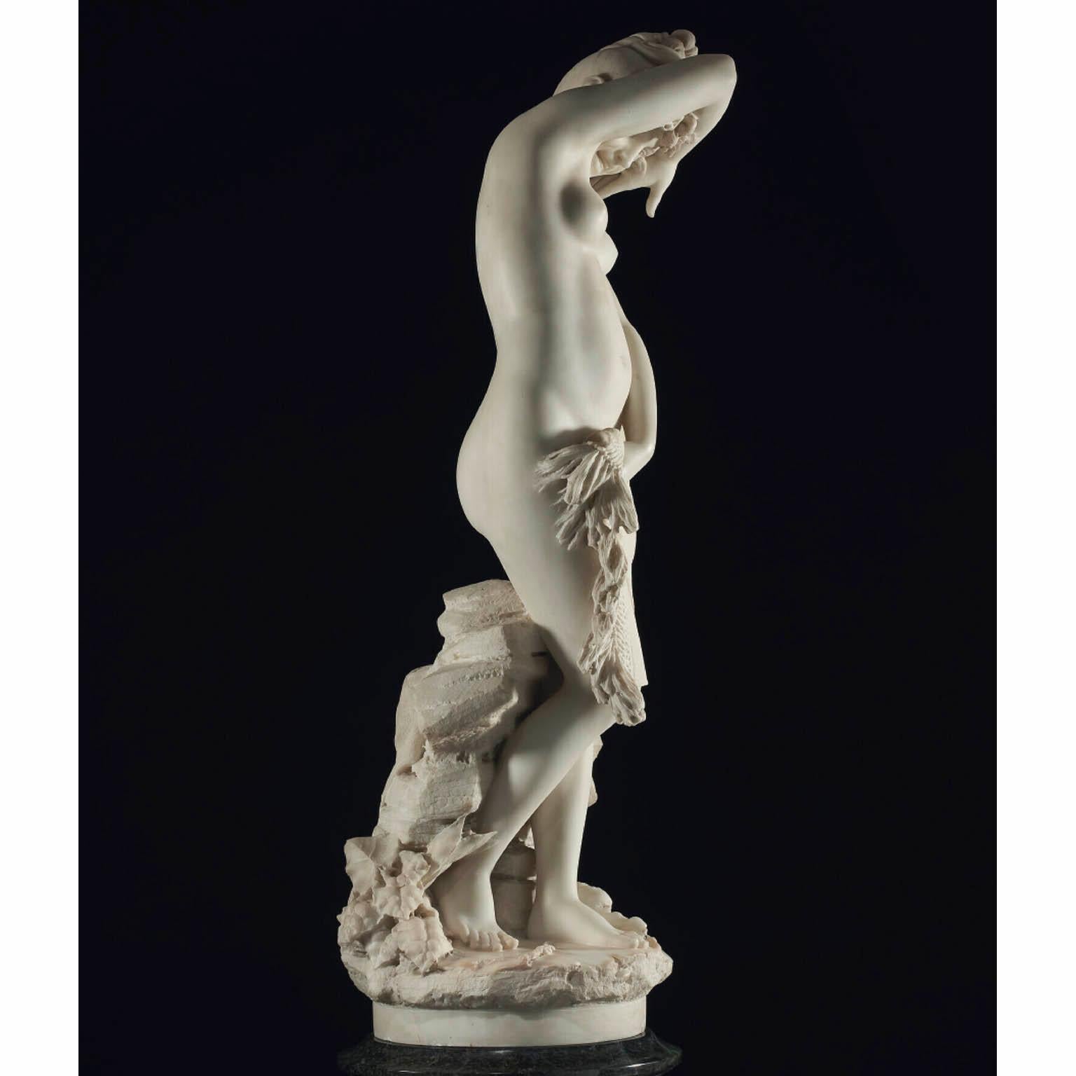 Pietro Bazzanti, Italian 19th Carved Marble Figure Semi-Nude Young Bather Girl For Sale 10