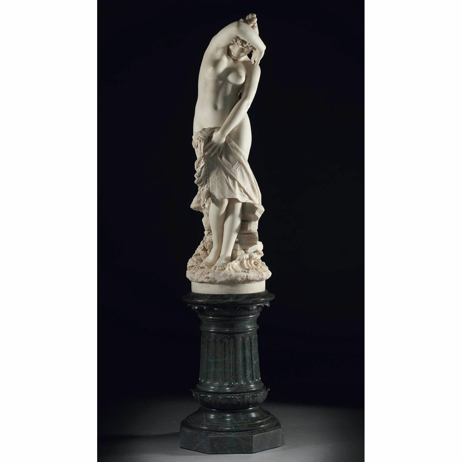 Pietro Bazzanti, Figura in marmo intagliato del 19° secolo Semi-Nudo di giovane bagnante